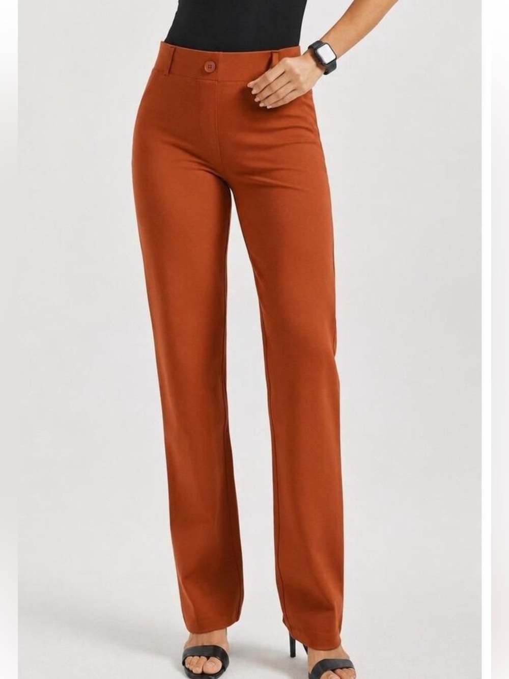 Betabrand Classic Dress Pant Yoga Pants DPYP Bootcut Pumpkin Large Long Tall